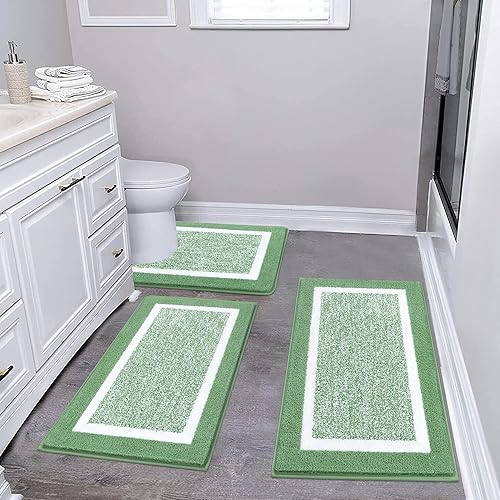 Miniatura 32 de Pauwer Juego de baño, alfombras de baño antideslizantes, alfombras de ducha absorbentes para suelo de baño, bañera y ducha, color azul aguamarina