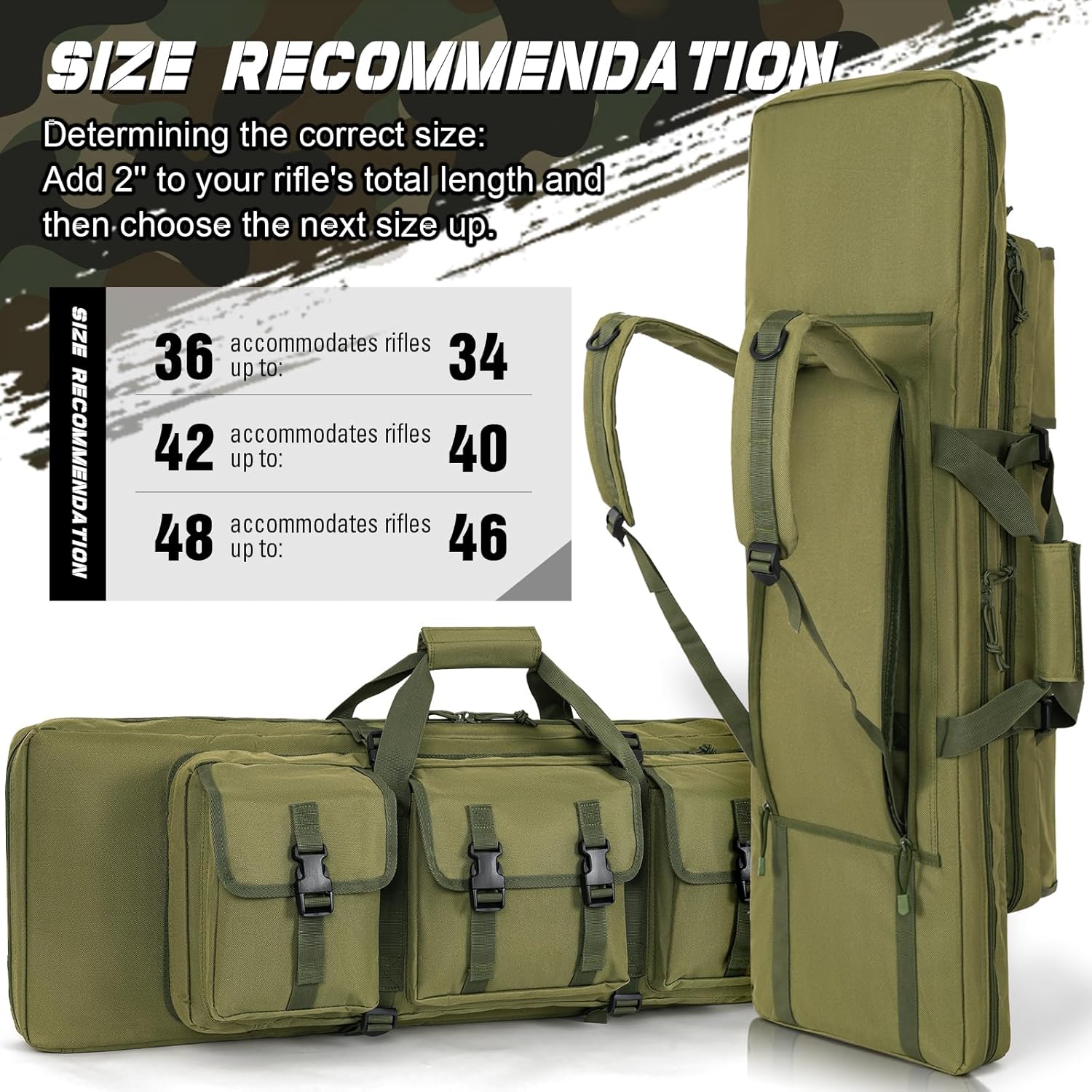 48" Soft Double Rifle Bag Long Rifle Backpack, Portable Shotgun Case for Storage and Transportation, Suitable for Outdoor Hunting Shooting