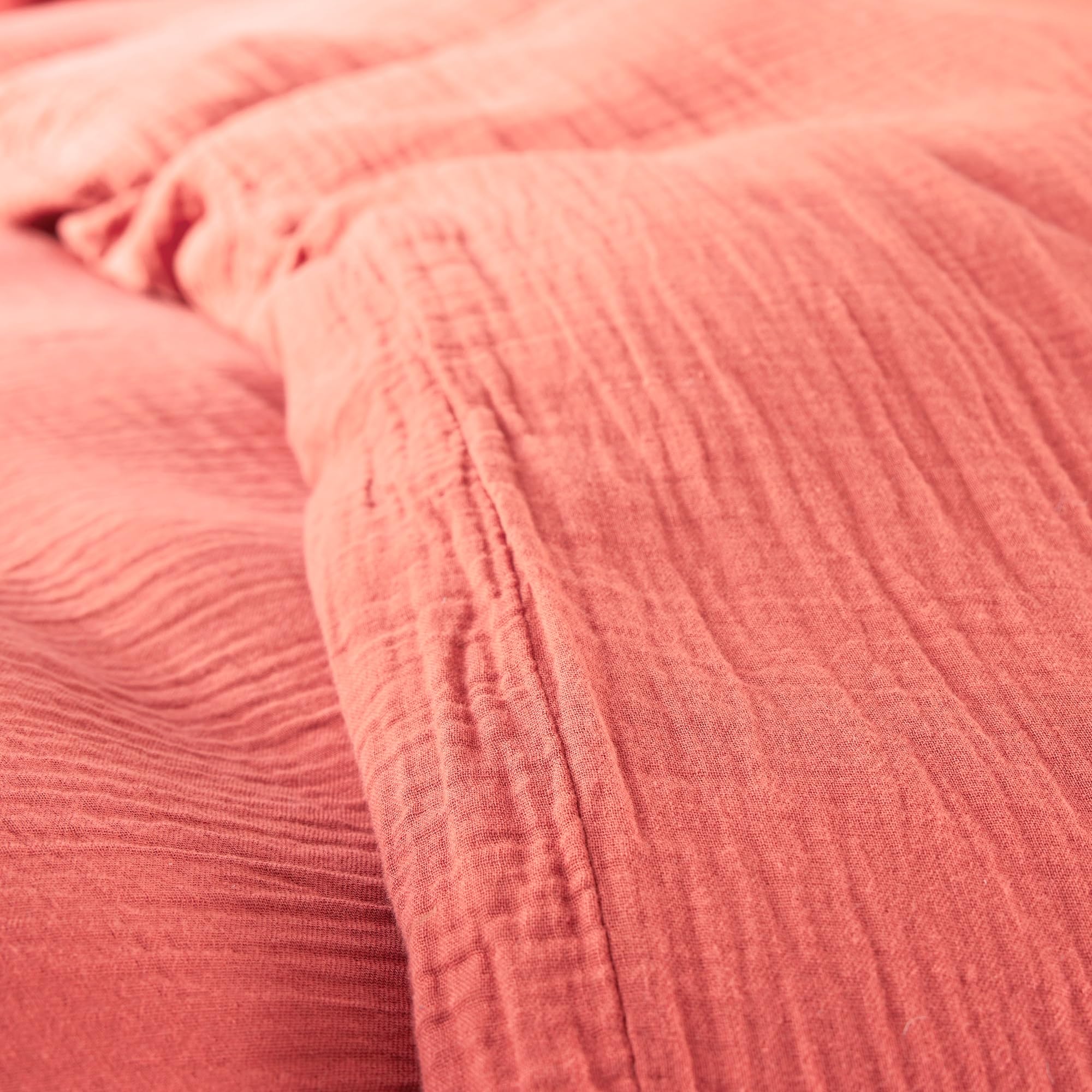 Parure De Lit 3 Pièces Gaze De Coton UNIVERSDECOR - Lit 1 Place 90x190cm - Douce Et Sans Repassage - Coloris Blush