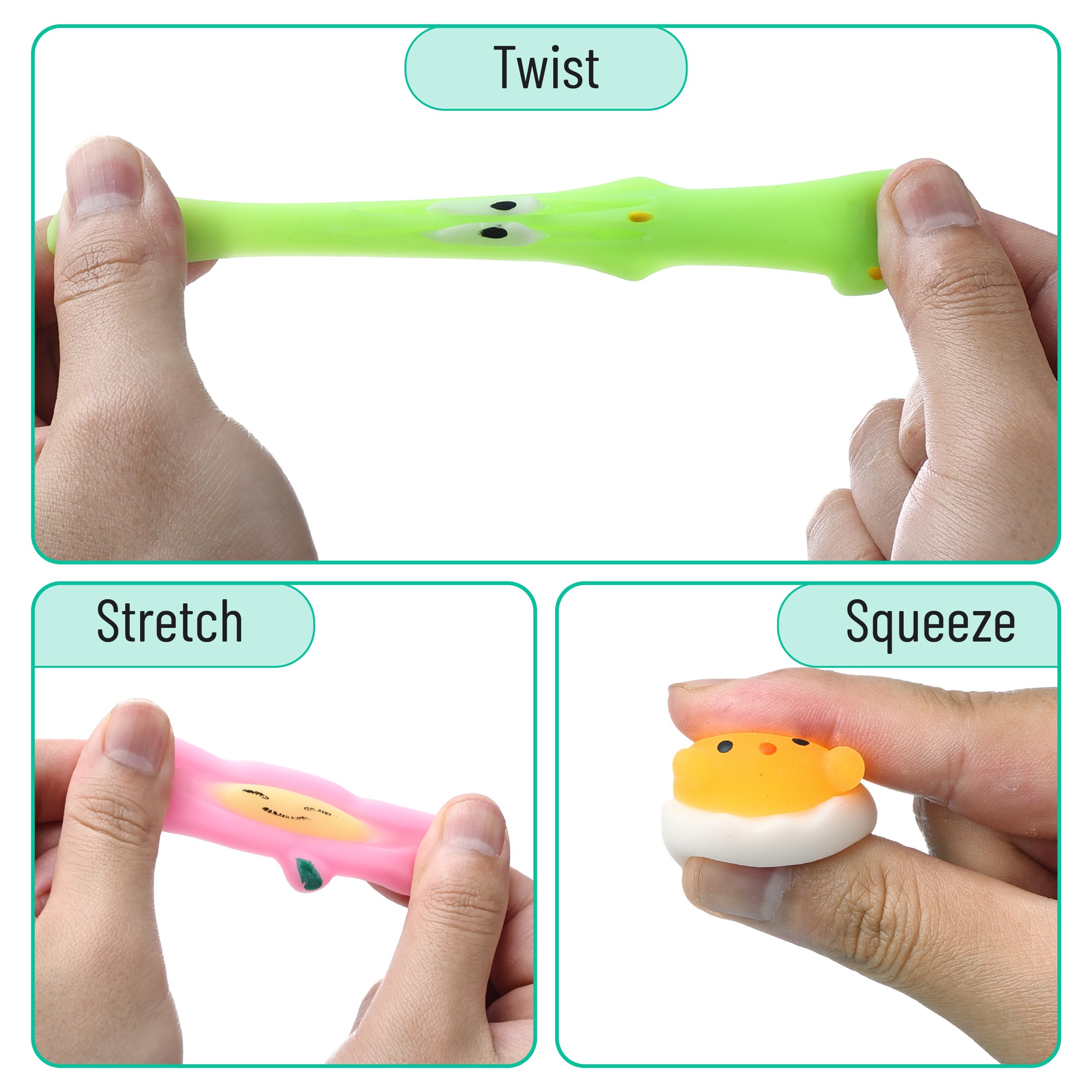 Mr. Pen- Easter Squishy Toys for Kids, 48 Pack, Washable Twistable Stretchy Squishies Bulk, Soft Stress Relief Sensory Toys for Squeezing, Easter Basket Stuffers, Party Favors & Classroom Rewards