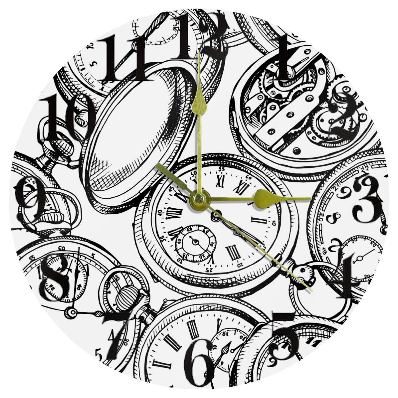 Horloge murale sans tic-tac noire ronde pour un sommeil paisible