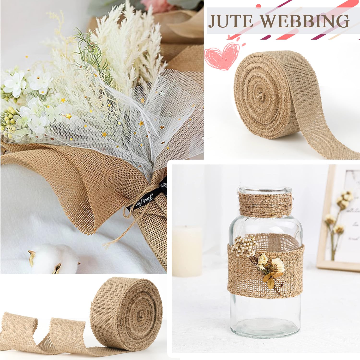 Juteband Rollen – 10 M Länge, 6 Cm Breite, Natürliche Sackleinen, Für Deko, Geschenke & DIY