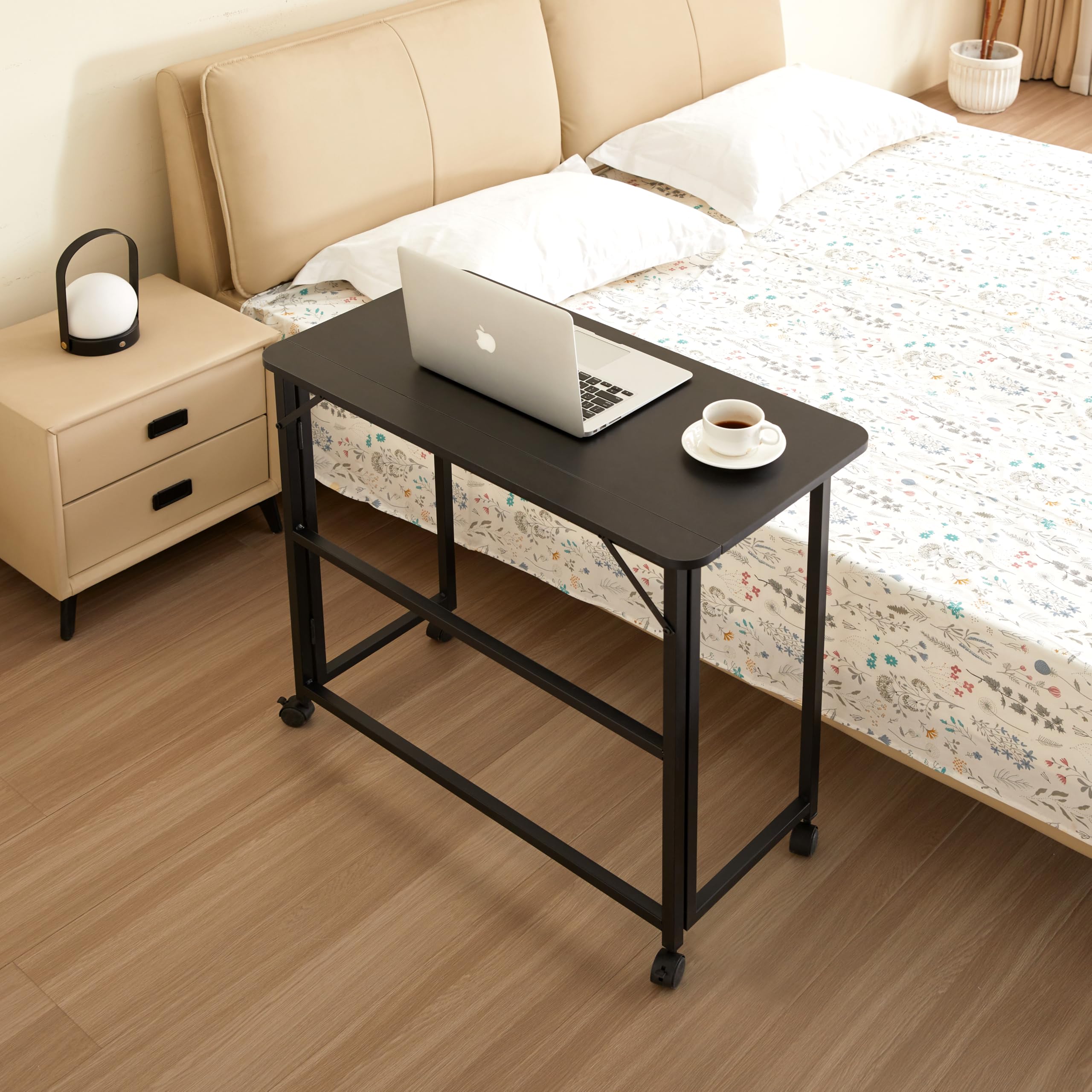 Japovker 31.5 inch Study Computer Desk, Suitable for Small Space Foldable Desk, Space Saving Writing Desk, MDF+Iron, Suitable for Bedroom, Home Office