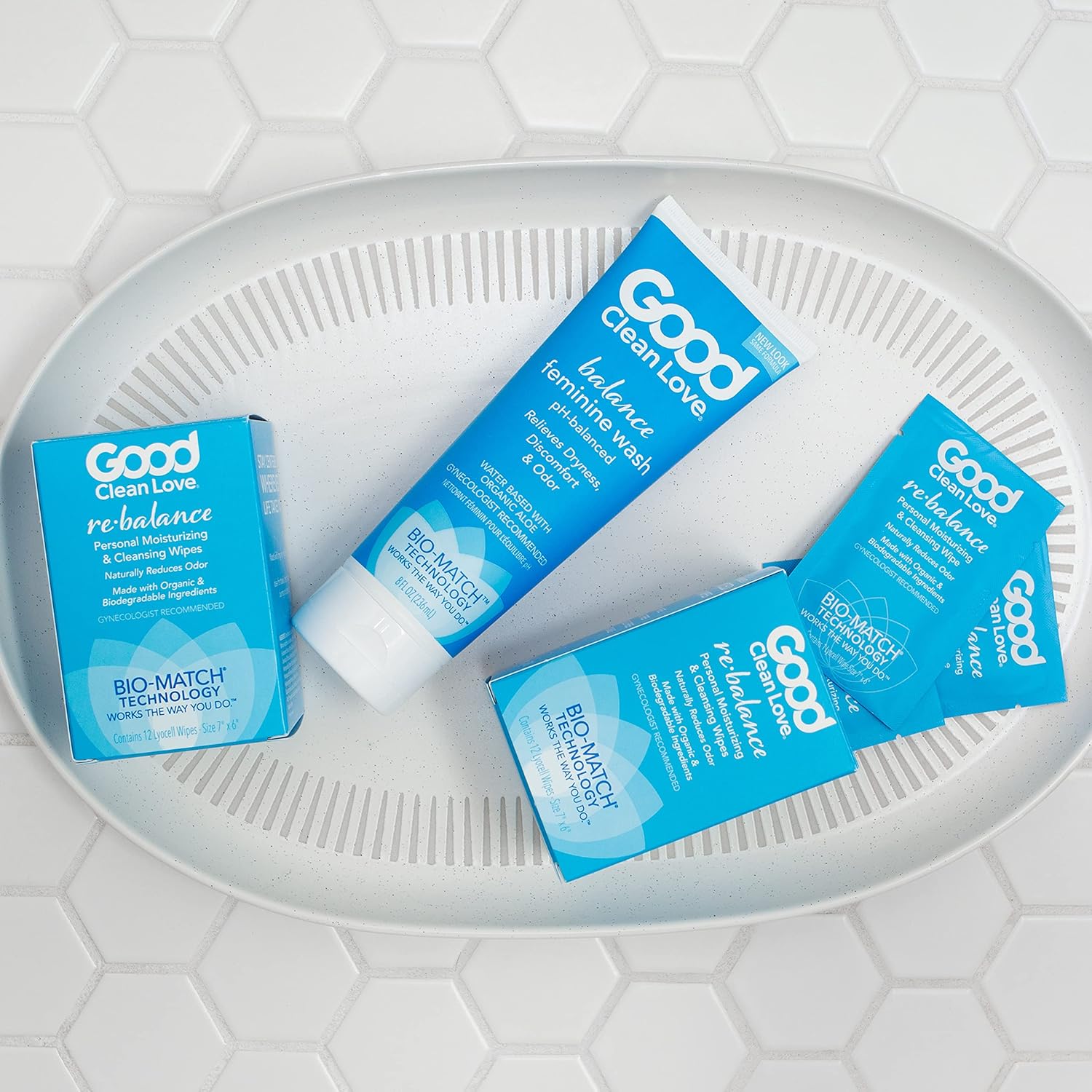 Good Clean Love Daily Care Kit, Includes 8 Oz Moisturizing Personal Wash & 24 Cleansing Wipes, Relieves Vaginal Dryness & Discomfort, Natural Feminine Hygiene Products for Women : Health & Household