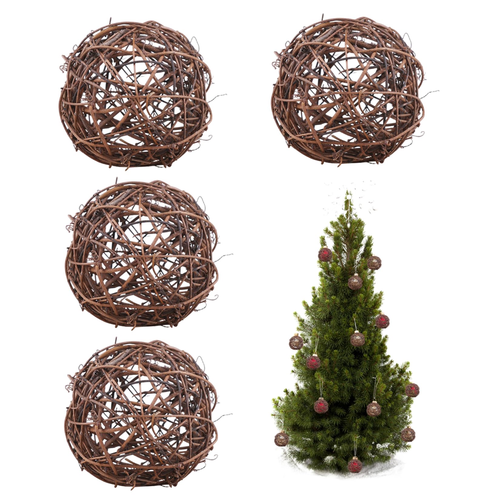 Boules de rotin de 4 pouces pour embellir vos décors de Noël et centres de table de mariage