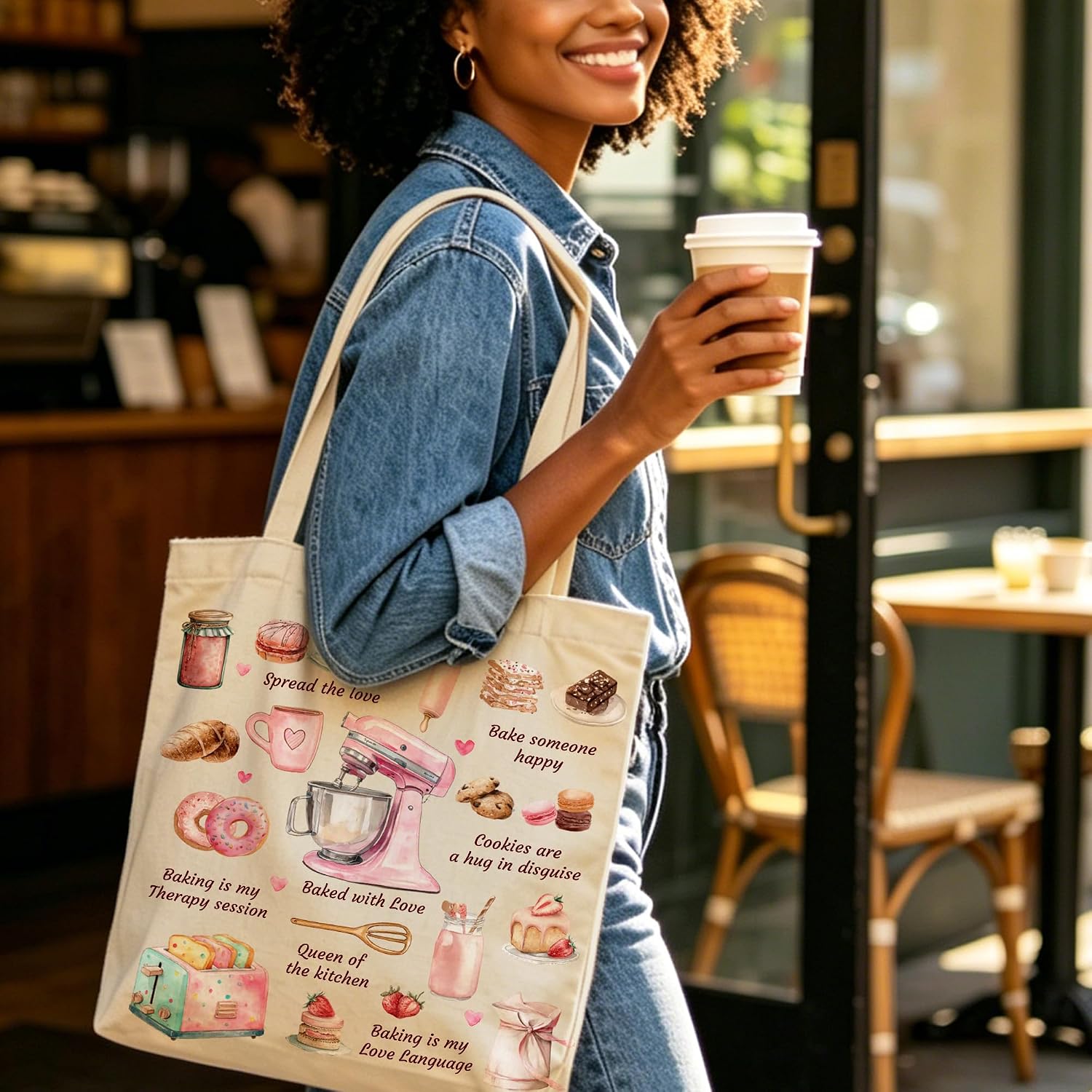 Baking Lover Gift Tote Bag for Women Shopping Work Travel with Inner Pocket image 2