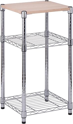 Honey-Can-Do Estantería de 3 niveles Cromo con Madera SHF-09365 Cromo 600 lbs