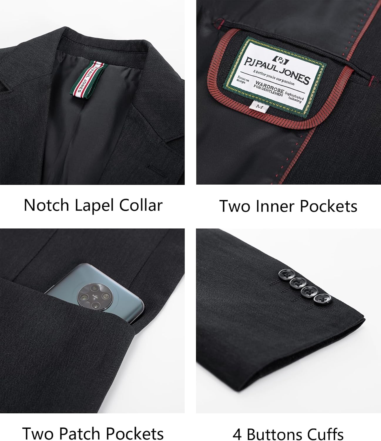 PJ PAUL JONES Mens Blazer Casual Sport Coats Regular Fit Two Button Suit Jacket Lightweight Sports Jacket - Image 5