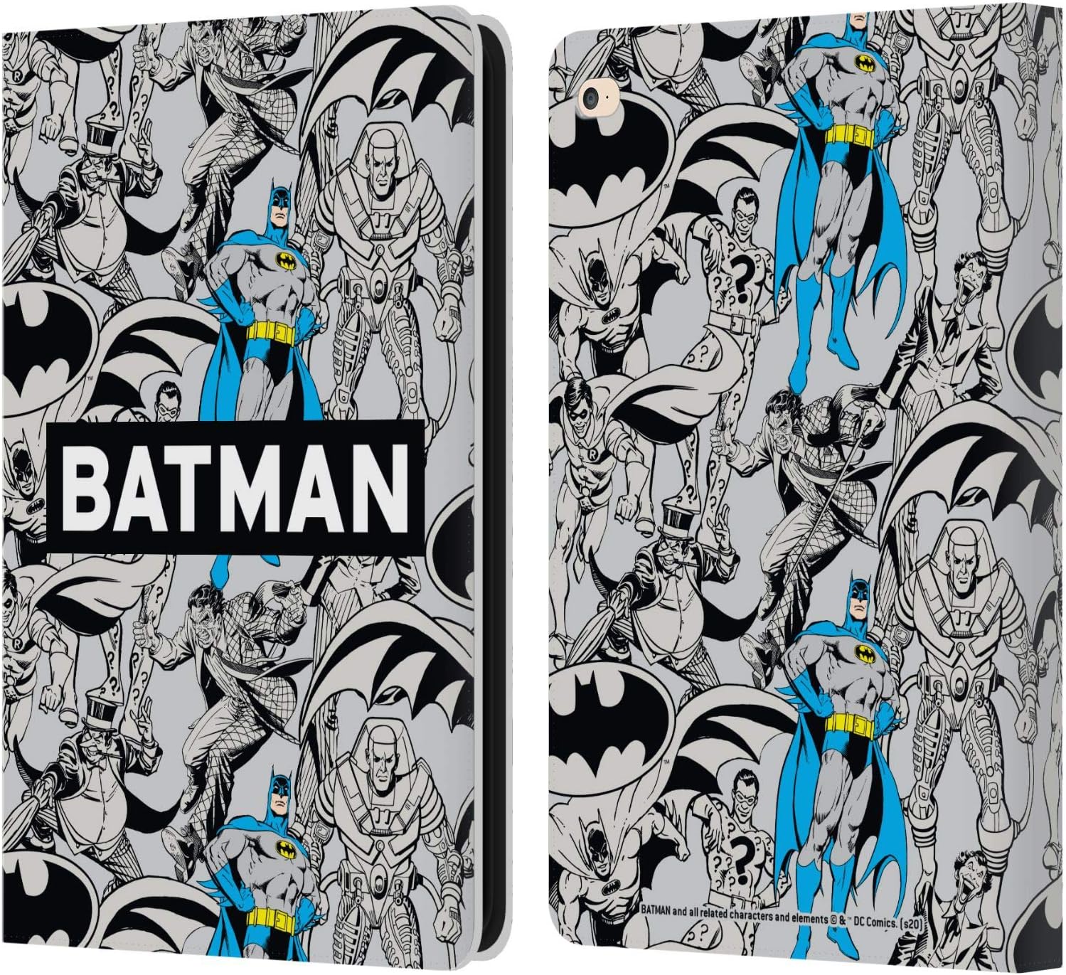 Head Case Designs Officially Licensed Batman DC Comics Patterns Vintage Fashion Leather Wallet Case Compatible with Apple iPad Air 2 (2014)