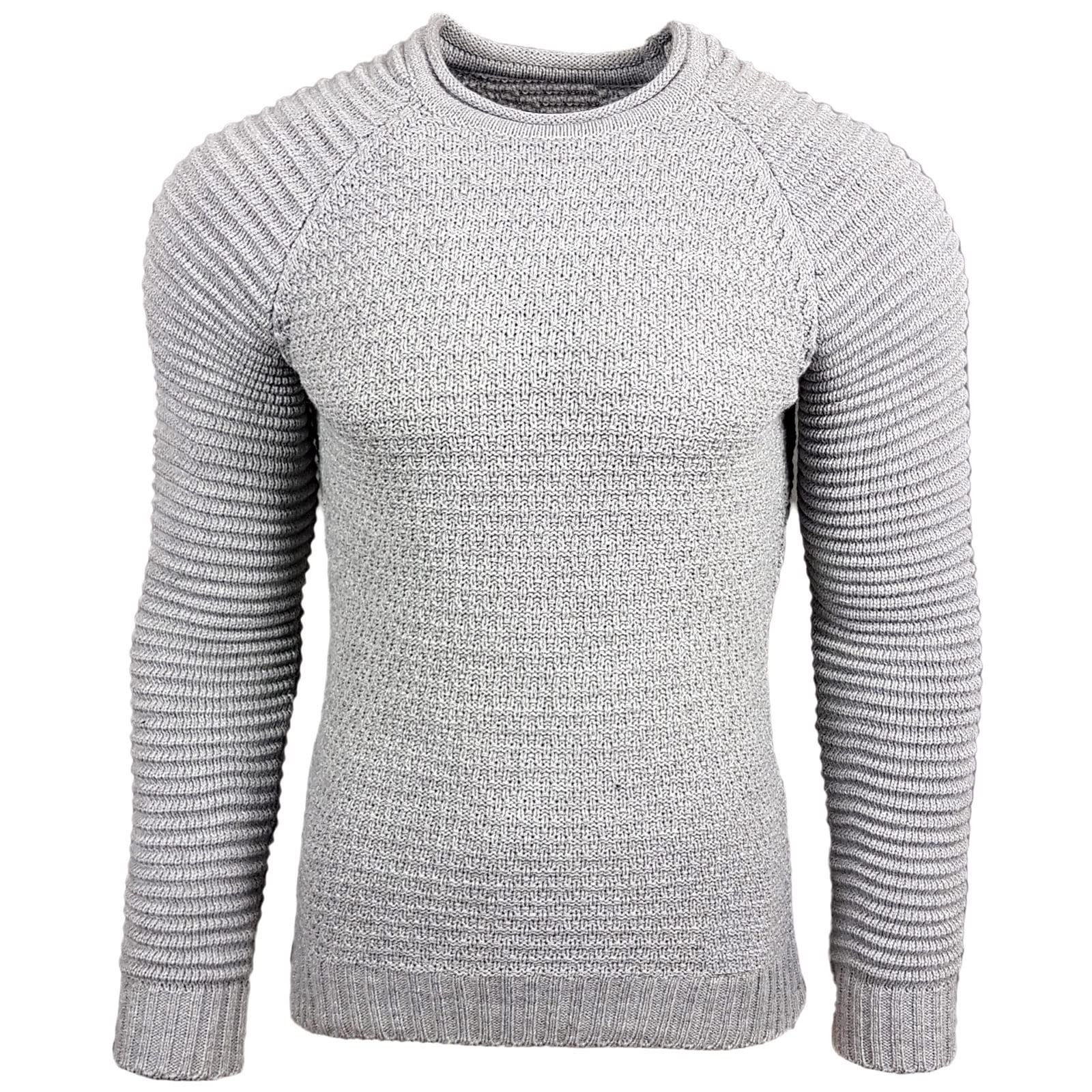 Subliminal Mode - Maglione Over Uomo Girocollo con Maniche Nervate Chic e Trend BX8056, grigio, XL