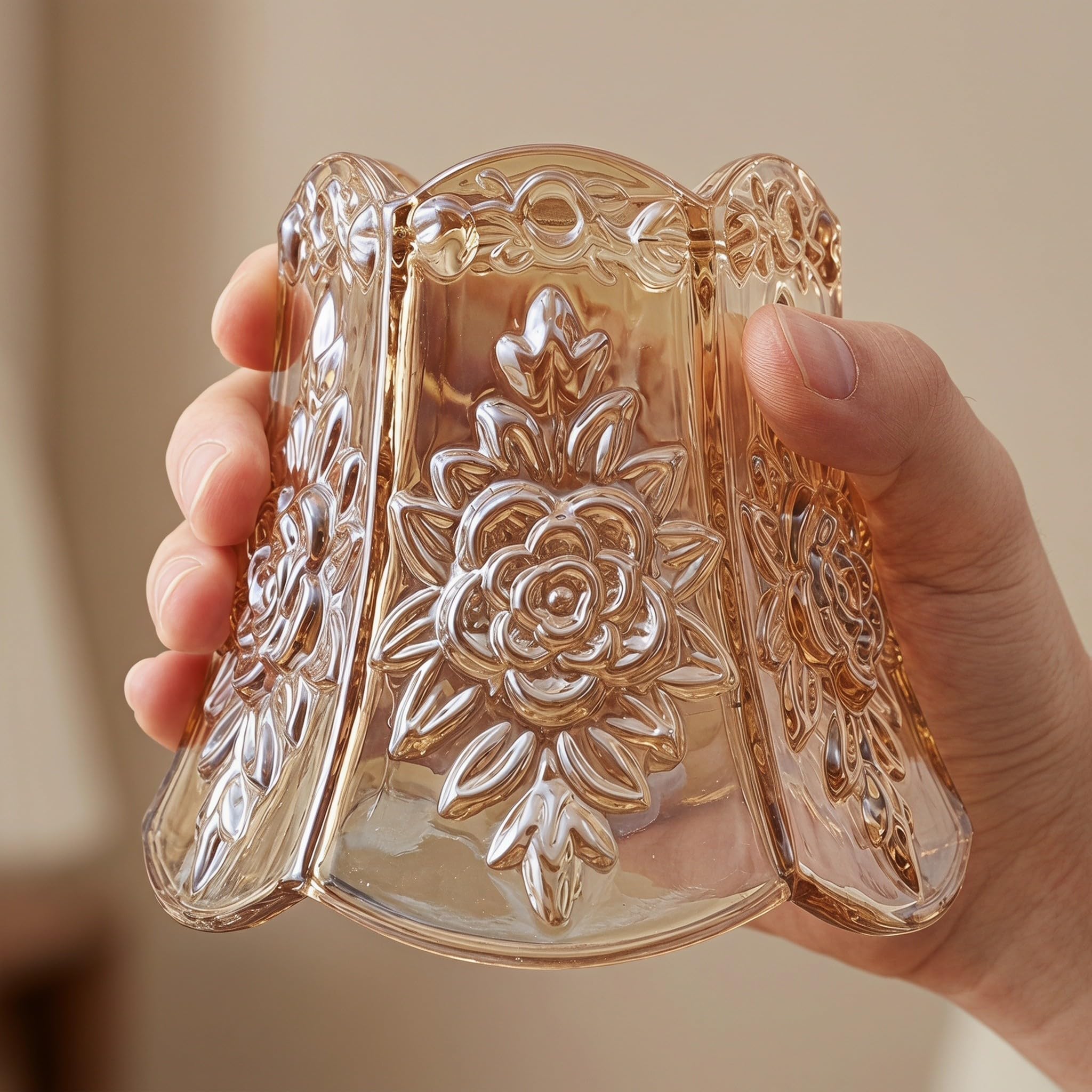 2 Piezas Pantalla de Lámpara de Vidrio Tamaño Mini de 42mm Diseño Artístico y Textura Tallada Resistente al Calor y Fácil de Reemplazar para Sala de Estar o Pasillo