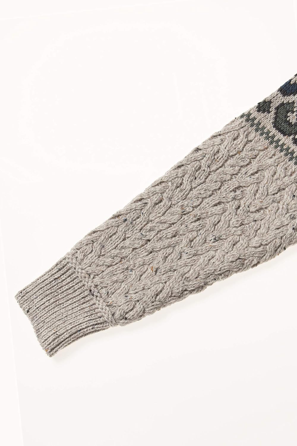 Aran Crafts Men's Irish Cable Knit Wool Half Zip Jacquard Sweater (X4843-LG-OAT) Oatmeal - Image 6