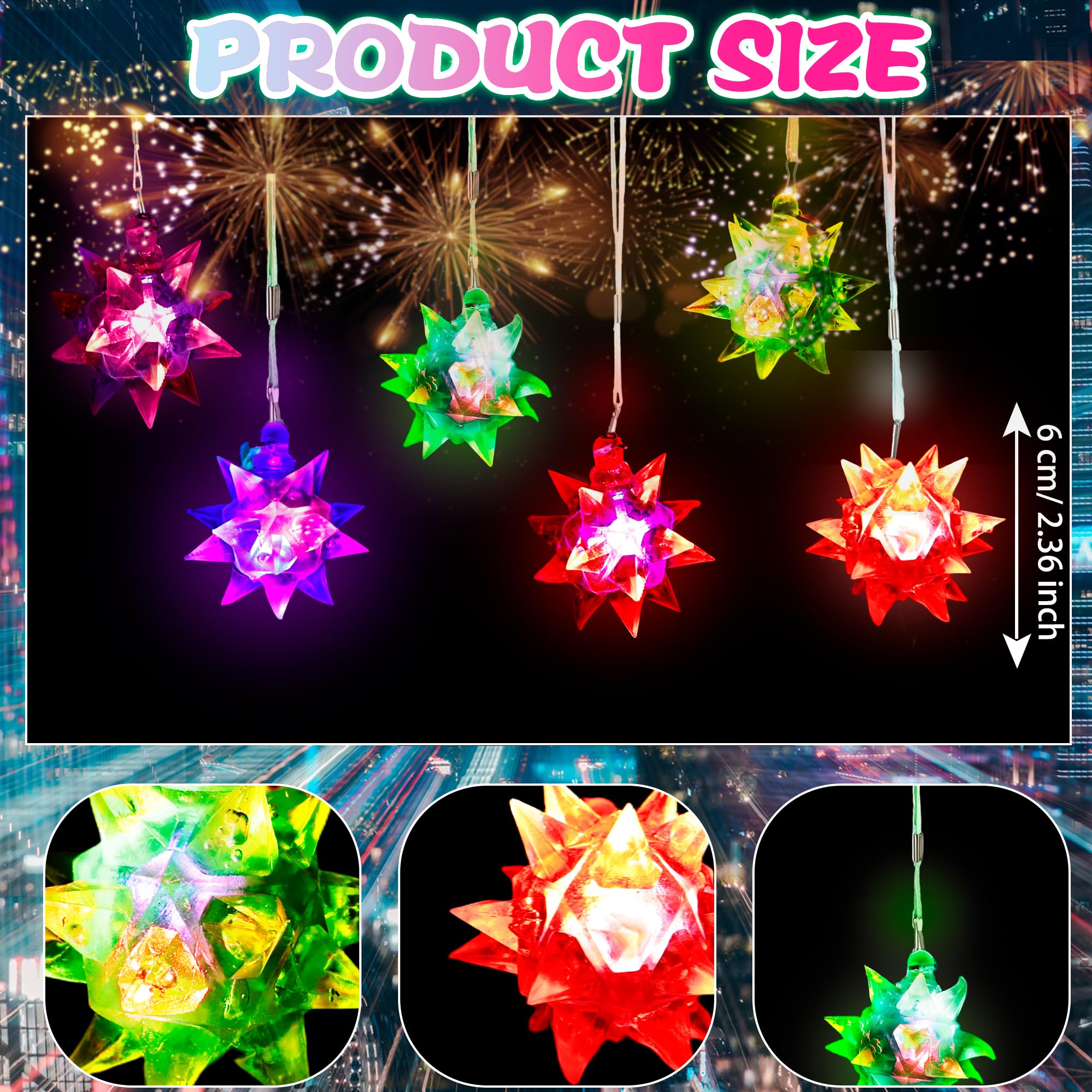 Swakuta 30 Pcs LED Crystal Star Necklaces Light up Crystal Star Necklaces Bulk Colorful Crystal Star Pendant Glow in The Dark for Party Favors Goodie Bag Fillers Gift