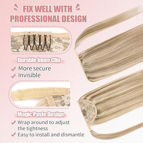 Miniatura 9 de Vlasy Extensión de cabello humano con cola de caballo 16 pulgadas 247oz extensiones de cabello humano real con clip extensiones de cola de caballo