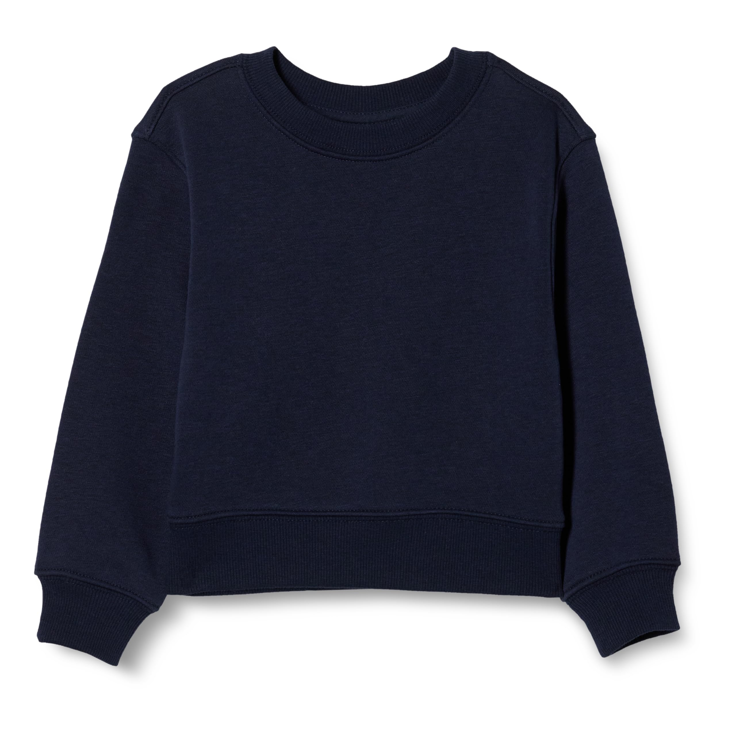 Amazon Essentials Girls' Crew Neck Sweatshirt, Navy, Large
