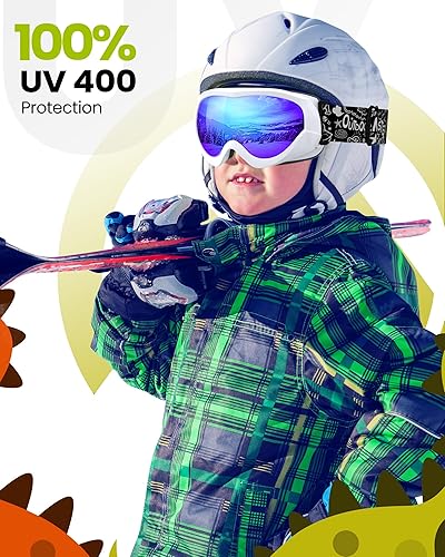 Miniatura 10 de OutdoorMaster Lentes de esquí para niños y niñas, con protección ultravioleta 100%, compatibles con casco, para nieve
