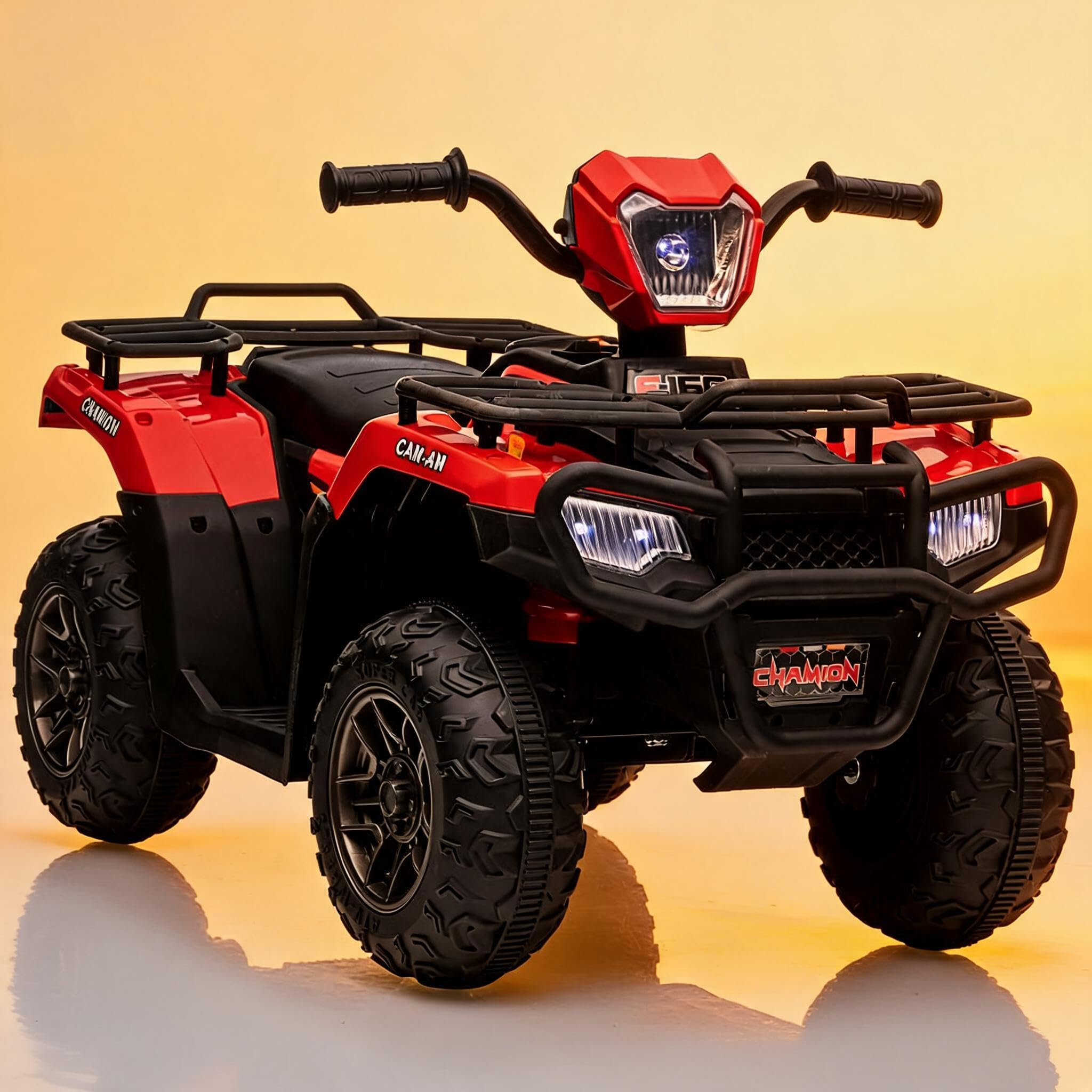 GarveeLife 12V Kinder Elektro-Quad (ATV) – 2x30W Motor, Vorwärts/Rückwärts, High/Low 3–6 km/h, LED-Scheinwerfer, Musik/MP3 & USB/TF – 88x50x46 cm – Rot