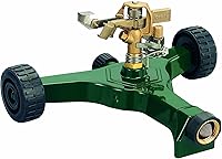 Orbit 56186N 1/2-Inch Brass Impact Sprinkler with Metal Wheel Base - 90 Ft Coverage for Even Lawn Watering