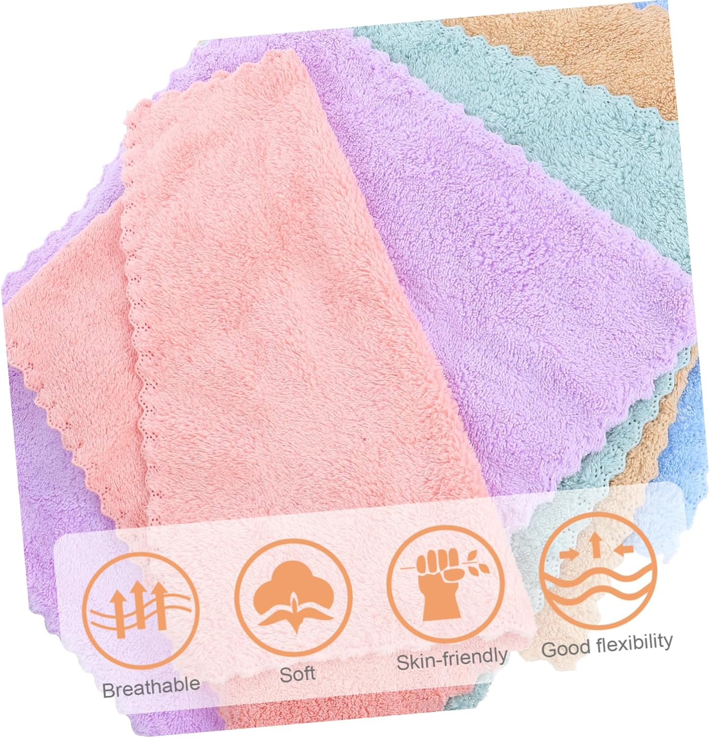3sets Towelettes Washcloths Face Cleansing Towels Soft Face Rags Boys and Girls Towels Bathroom Washcloths 10pcs*3