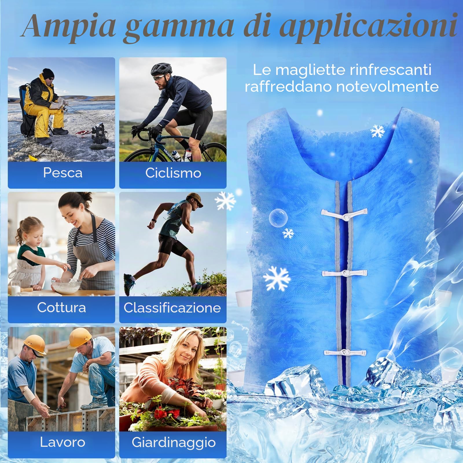 Gilet di Ghiaccio,Gilet di Raffreddamento di Stile del Cardigan,Gilet di Raffreddamento Resistente Al Calore Estivo,Giubbotto di Ghiaccio per Lavoro, Sport e Attività All'aperto