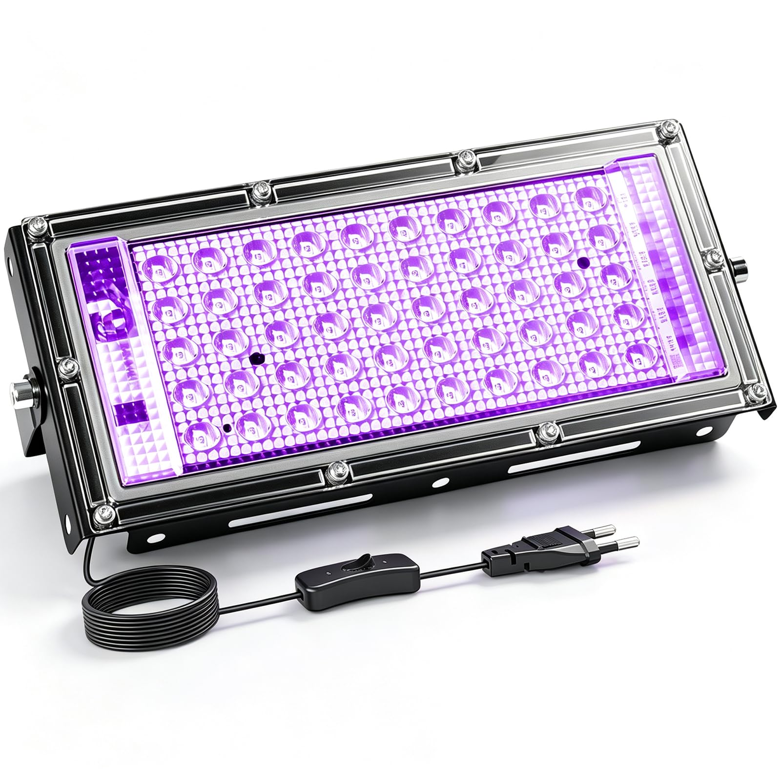 CREATESTAR LED Luce Nera 50W, Faro UV LED IP65 Impermeabile Faretto con 1,5m Spina, Lampada per Discoteca Festa Glow Acquario Bar Poster Fluorescente Halloween (1)