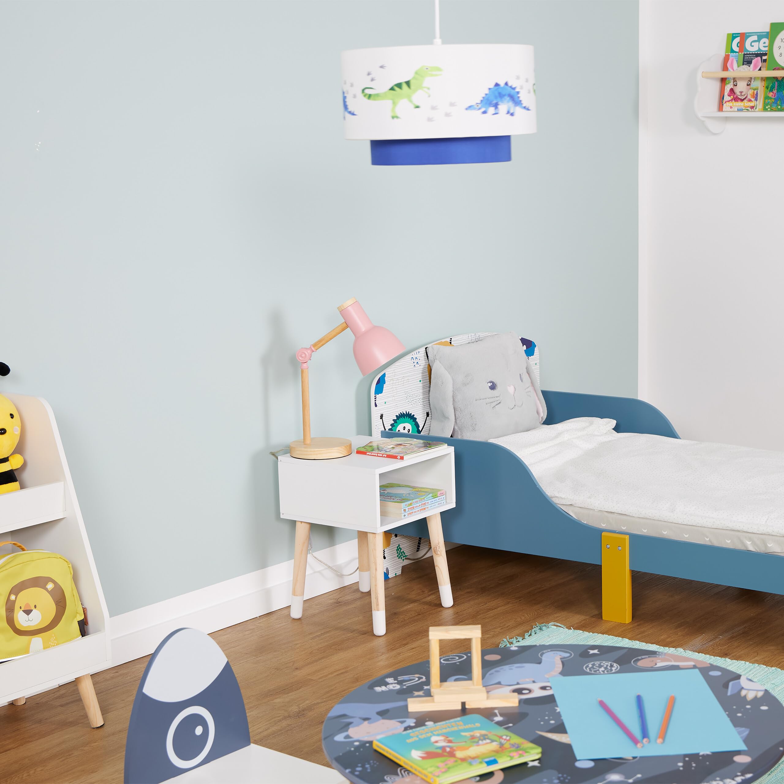 Relaxdays Table de Chevet, pour l'enfant, Case Pratique, Bois de pin et MDF, 4 Pieds, HLP 40x30x30 cm, Blanc et Nature