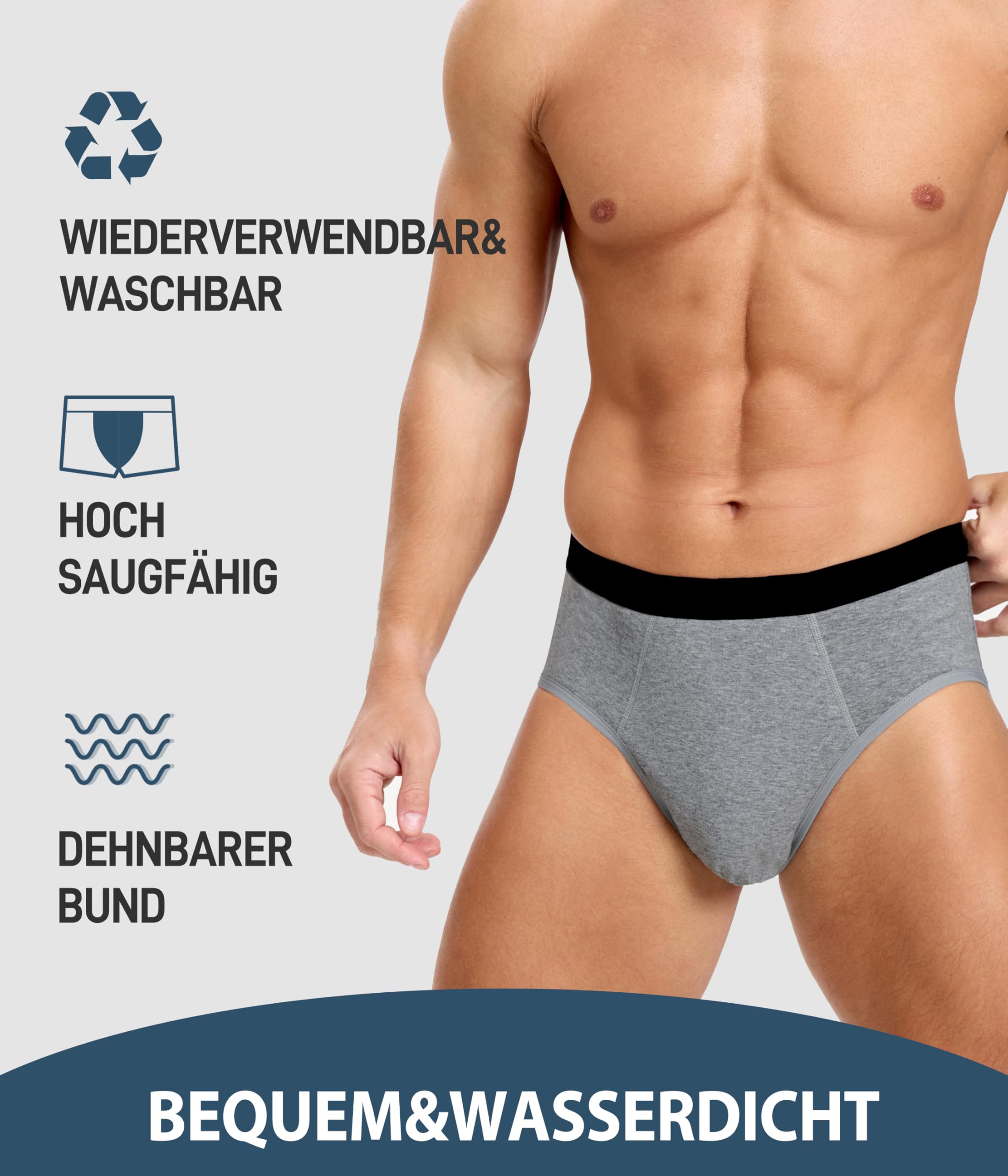 Inkontinenz Pants Männer 5 Pack,150ML Saugfähige Waschbare Baumwolle Inkontinenz Boxershorts Herren,Wiederverwendbare Auslaufsichere Unterhosen,Geruchshemmende Unterwäsche(Multicolor01, M)