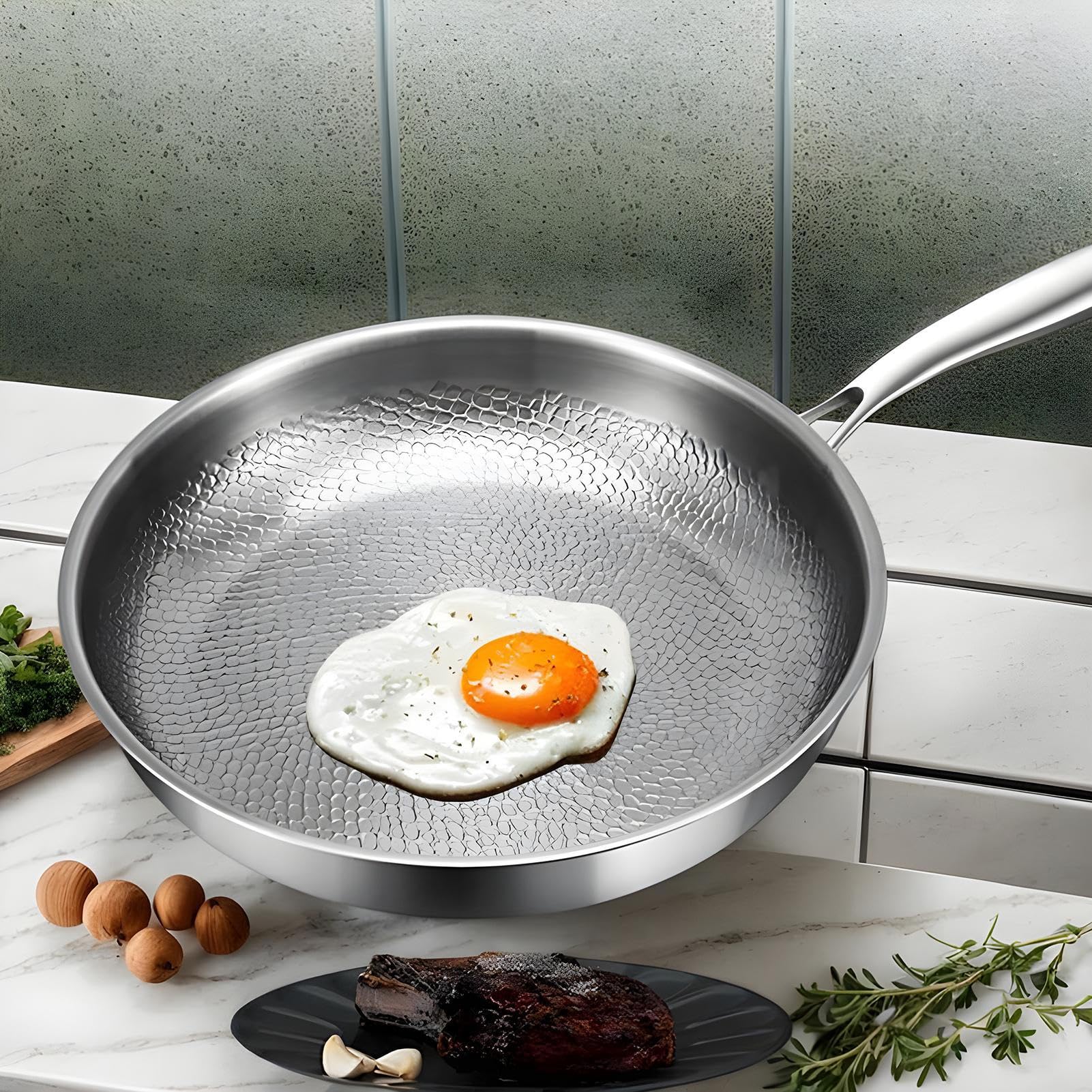 Tytanowa Patelnia Młotkowana Nieprzywierające Naczynie Do Smażenia, Grill,