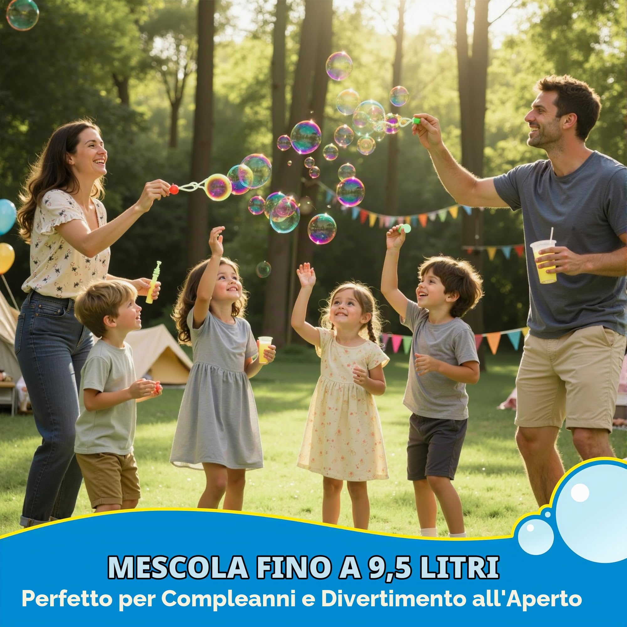 JOYIN Bottiglia di ricarica concentrata per bolle di sapone, fino a 9,5 litri, per pistola per bolle di sapone, bacchette magiche, soffiatori, Pasqua, bambini, feste