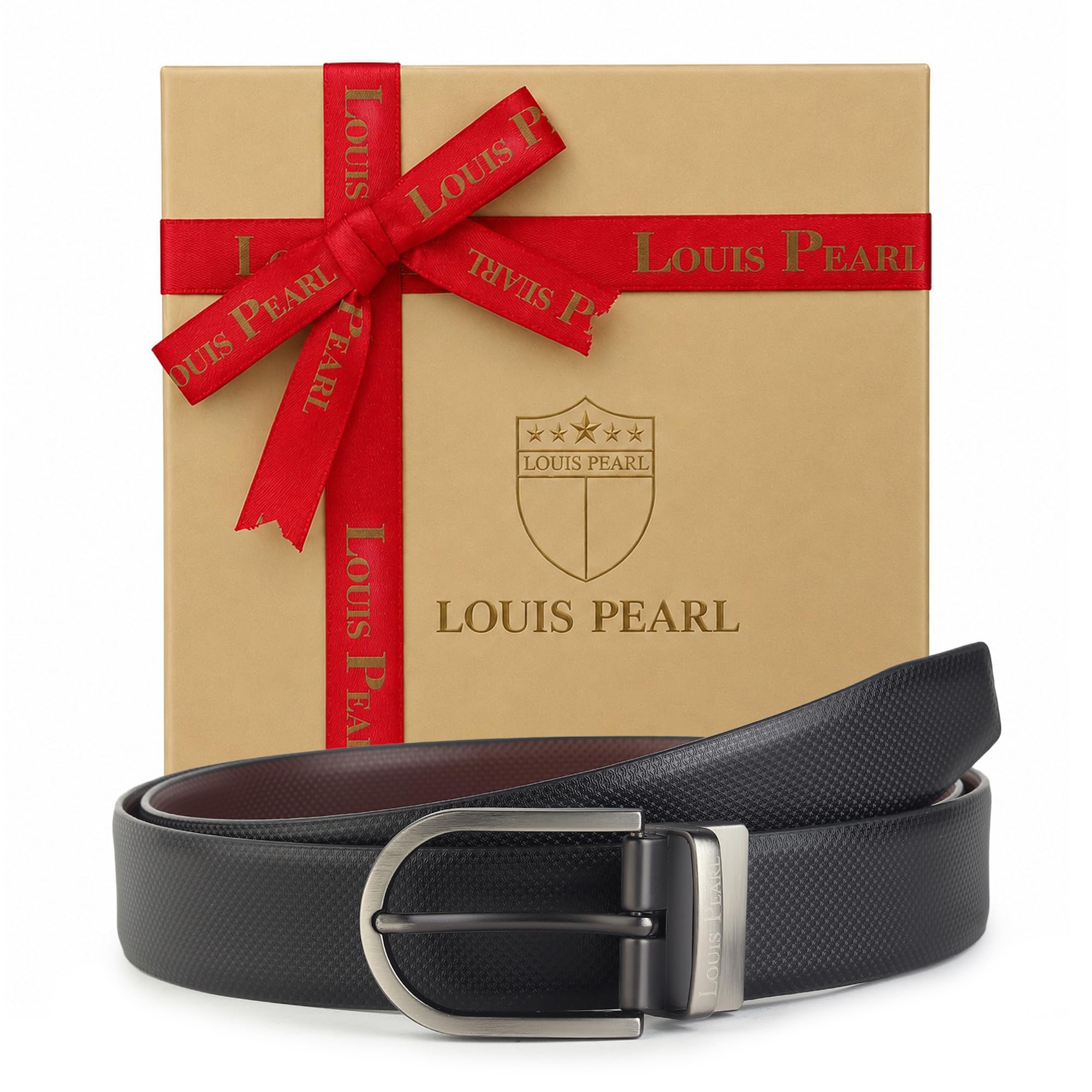 louis pearl Men's Genuine Leather Reversible Belt for Formal, Casual & casual wear | Premium Black & Brown 2-in-1 Belt with Rotating Metal Buckle | Adjustable Fit-picture-47