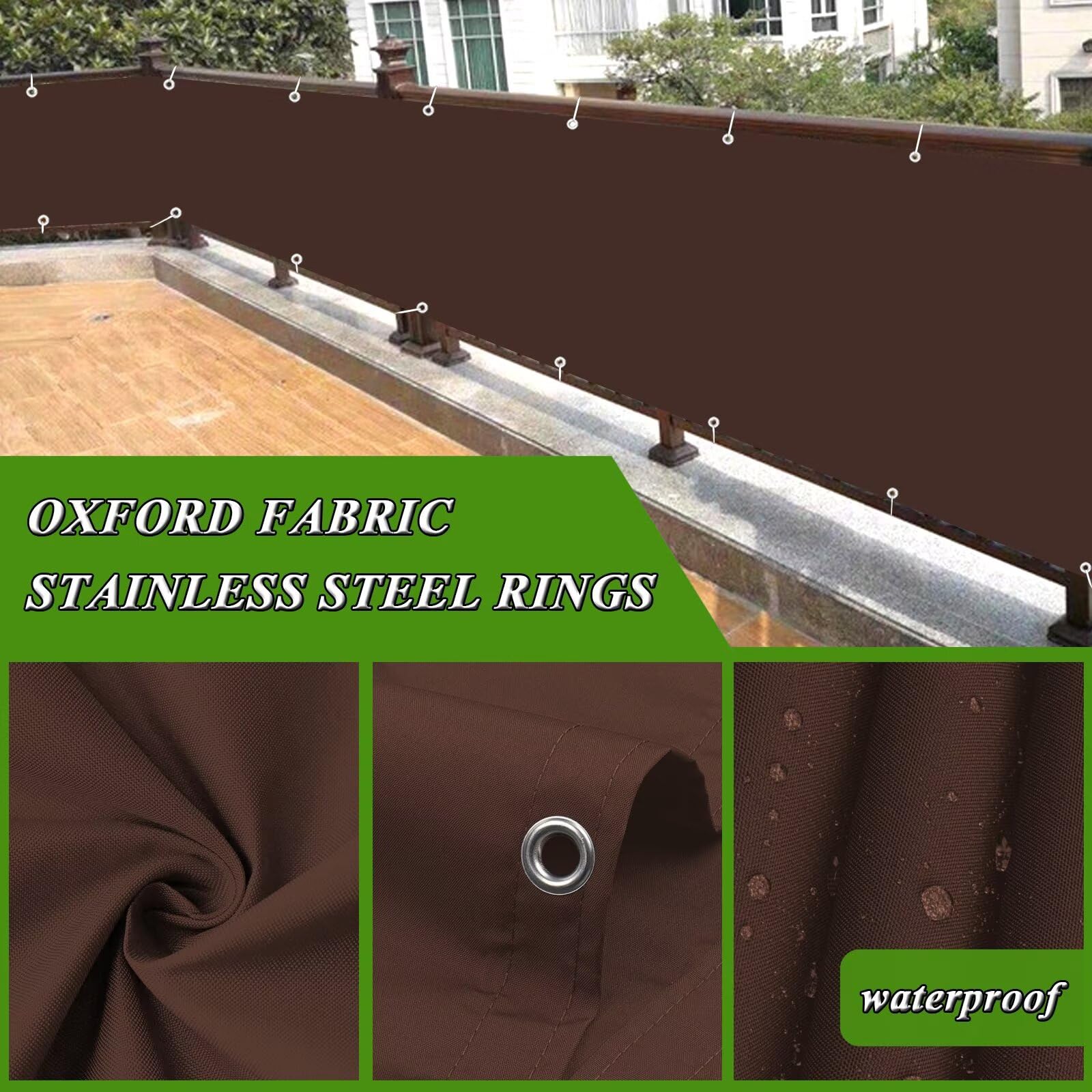 Frangivisto Balcone Impermeabile Rettangolare Protezione UV Marrone 0.7x10m