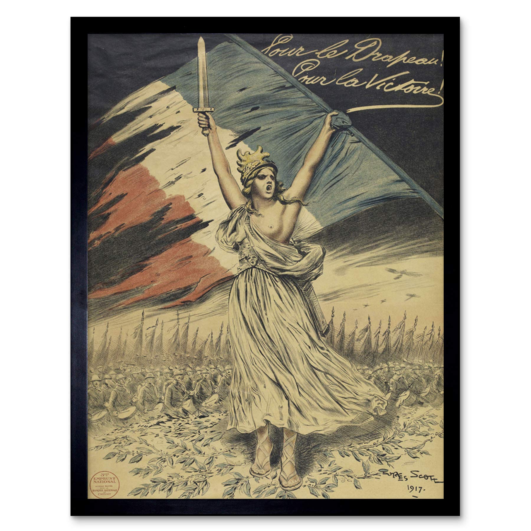 Scott Marianne France Flag WWI Loan Advert Art Print Framed Poster Wall Decor 12x16 inch