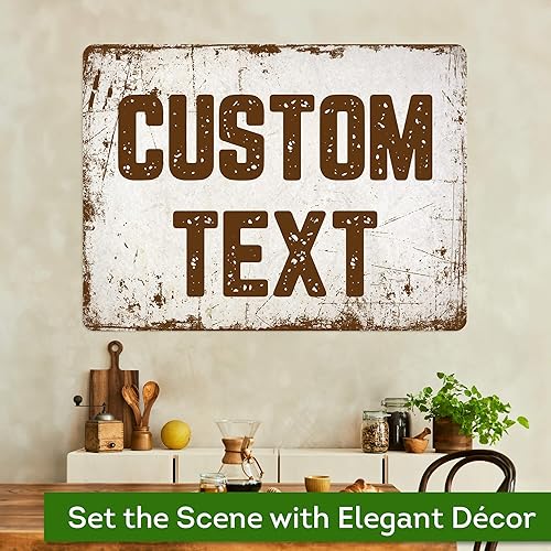 Miniatura 855 de My Sign Center - Letrero personalizado, 11 colores de fuente, 13 estilos de fuente, 4 opciones de agujero, 22 tamaños, 8 x 32 pulgadas, sin óxido,