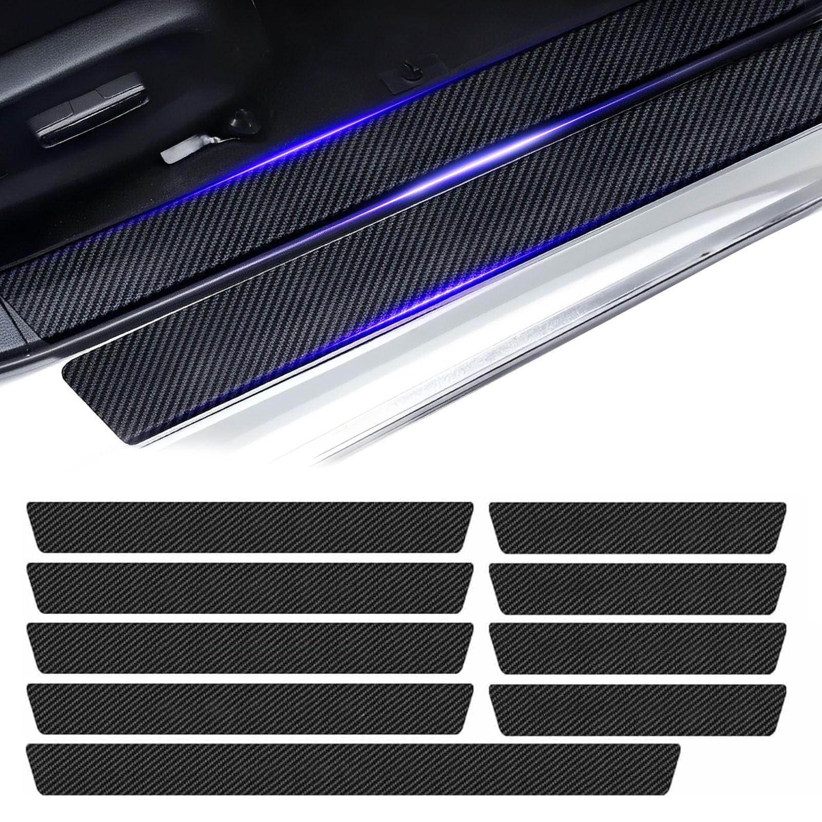 JINXINEE 9 Pcs Car Door Sill Protector for BMW iX3 (G08) 2021-2024, Carbon Fiber Door Sill Strip Car Bumper Protector Rear Bumper Protective Film