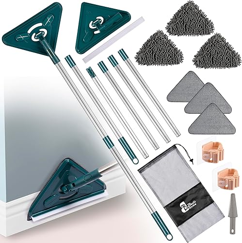 Limpiador de mopa de pared con asas, herramienta de limpieza de zócalo de 93 pulgadas, herramienta de limpieza para paredes y pisos, limpiador de