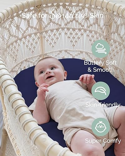 Miniatura 5 de TotCare Sábanas bajeras de moisés compatibles con el moisés ovalado SNOO Happiest Baby - Suaves como la mantequilla, comodidad sedosa, sábanas de