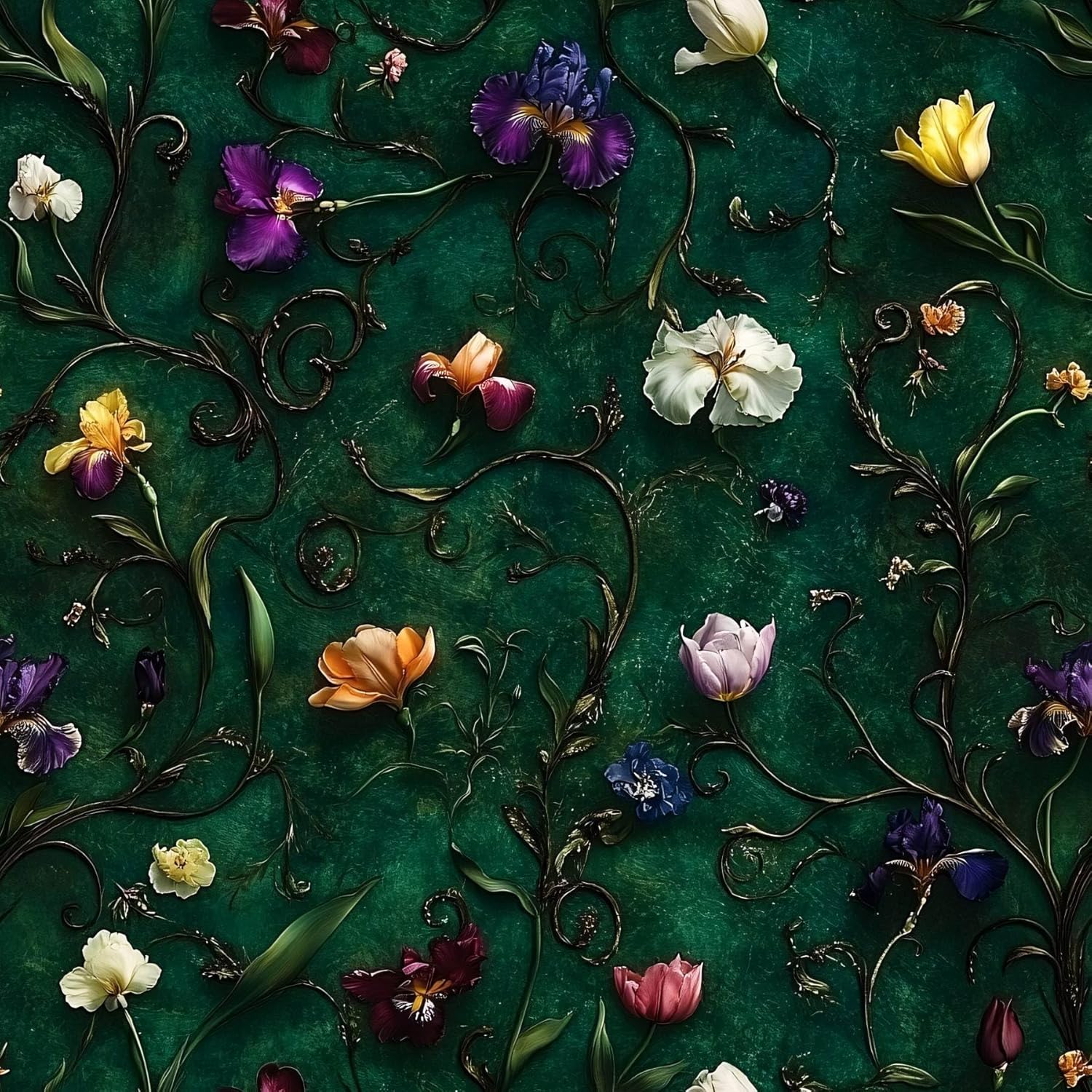 Vintage Floral Peel and Stick Wallpaper, Dark Botanical Garden Wallpaper for Home Decor | Self Adhesive Vinyl 17.7in x 118in