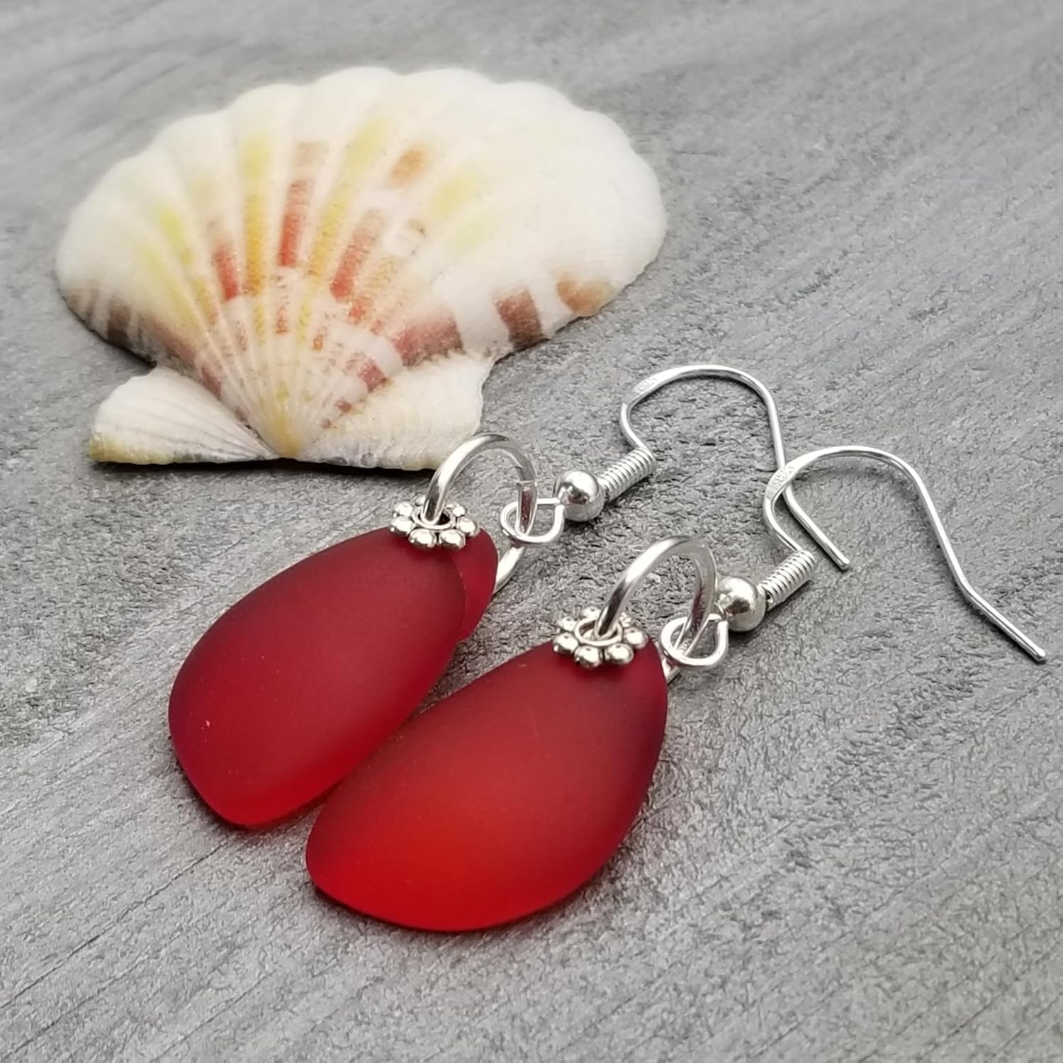 Handmade in Hawaii, Eclipse Sea Glass Earrings, Light Weight Minimalist Design, Unique Hawaii Birthday Gift For Women