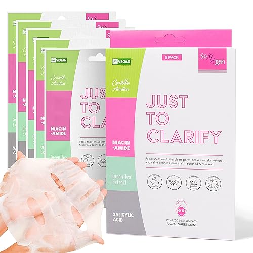 Mascarilla facial 5 unidades Just To Clarify Pore-Clear Calming Korean Skin Care Facial Skin Care Productos para el cuidado de la piel facial para