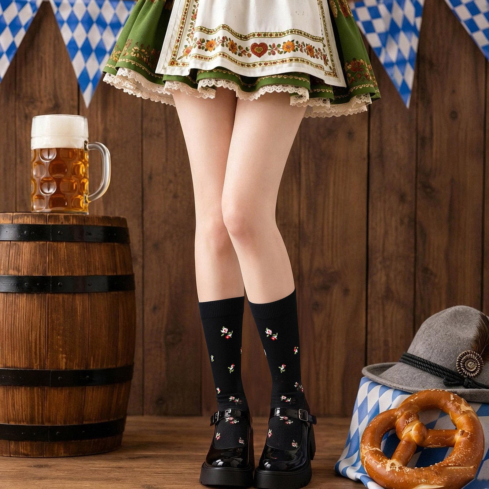 Trachtenstrümpfe Damen Lange Trachtensocken Oktoberfest overknee Strümpfe