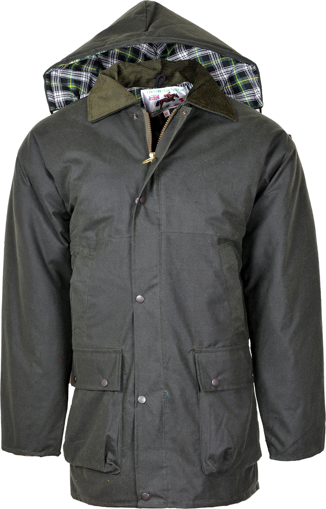 Kentex Online Men's Olive Green British Quilted Wax Rain Jacket Oily Waxed Coat Finsing Farming Small To Xxl (Xx-Large, )