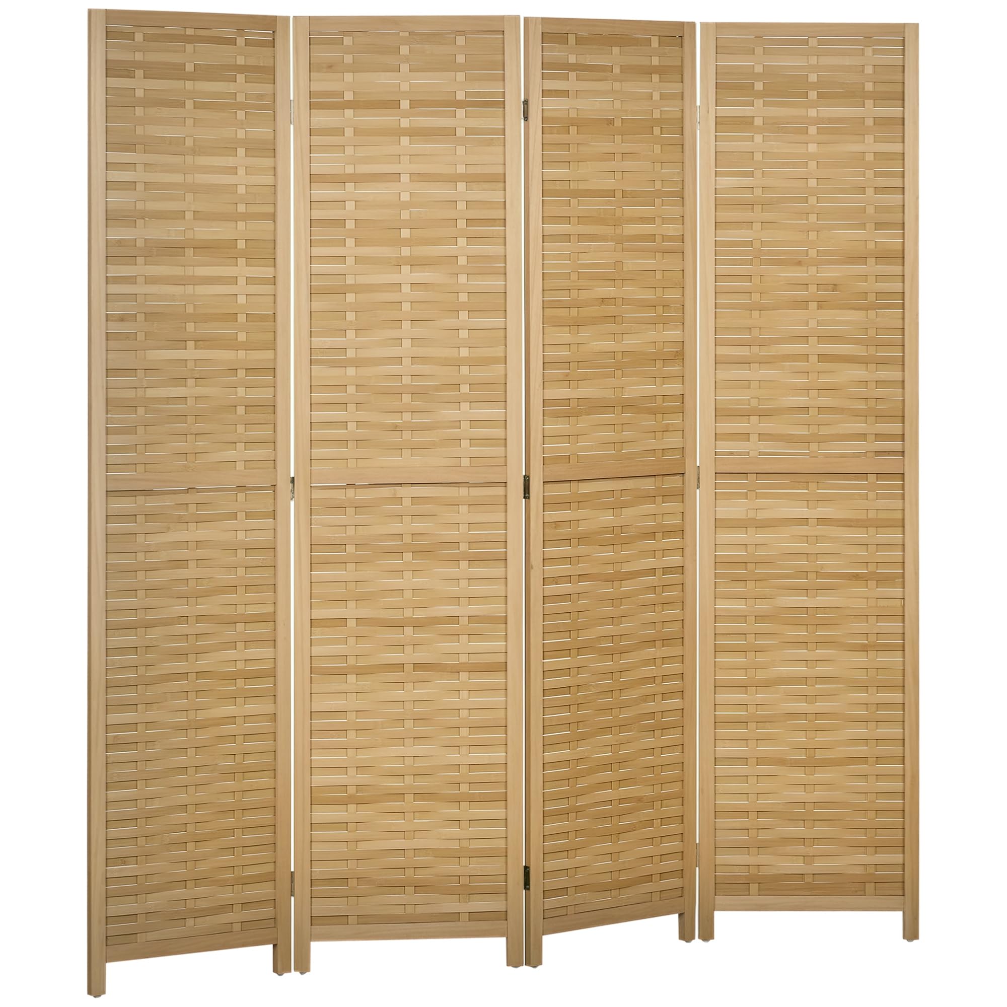 HOMCOM Paravent en Bois 4 Panneaux 160 x 170 cm séparateur de pièce closion de séparation Pliable en Bambou - Naturel Clair