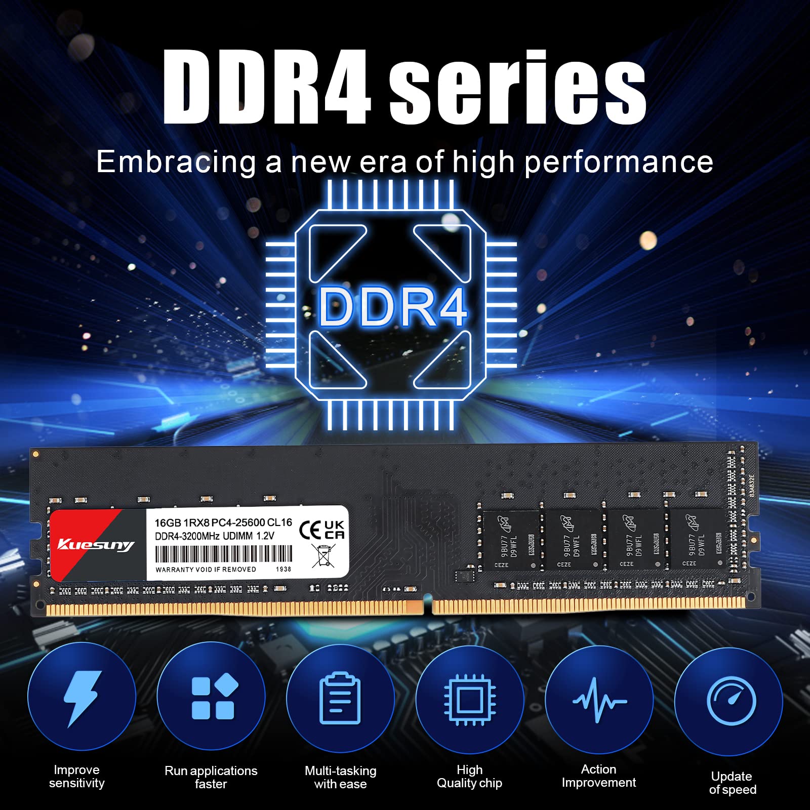 Kuesuny DDR4 Ram 32GB Kit (2x16GB) PC4-25600 Memoria Ram DDR4