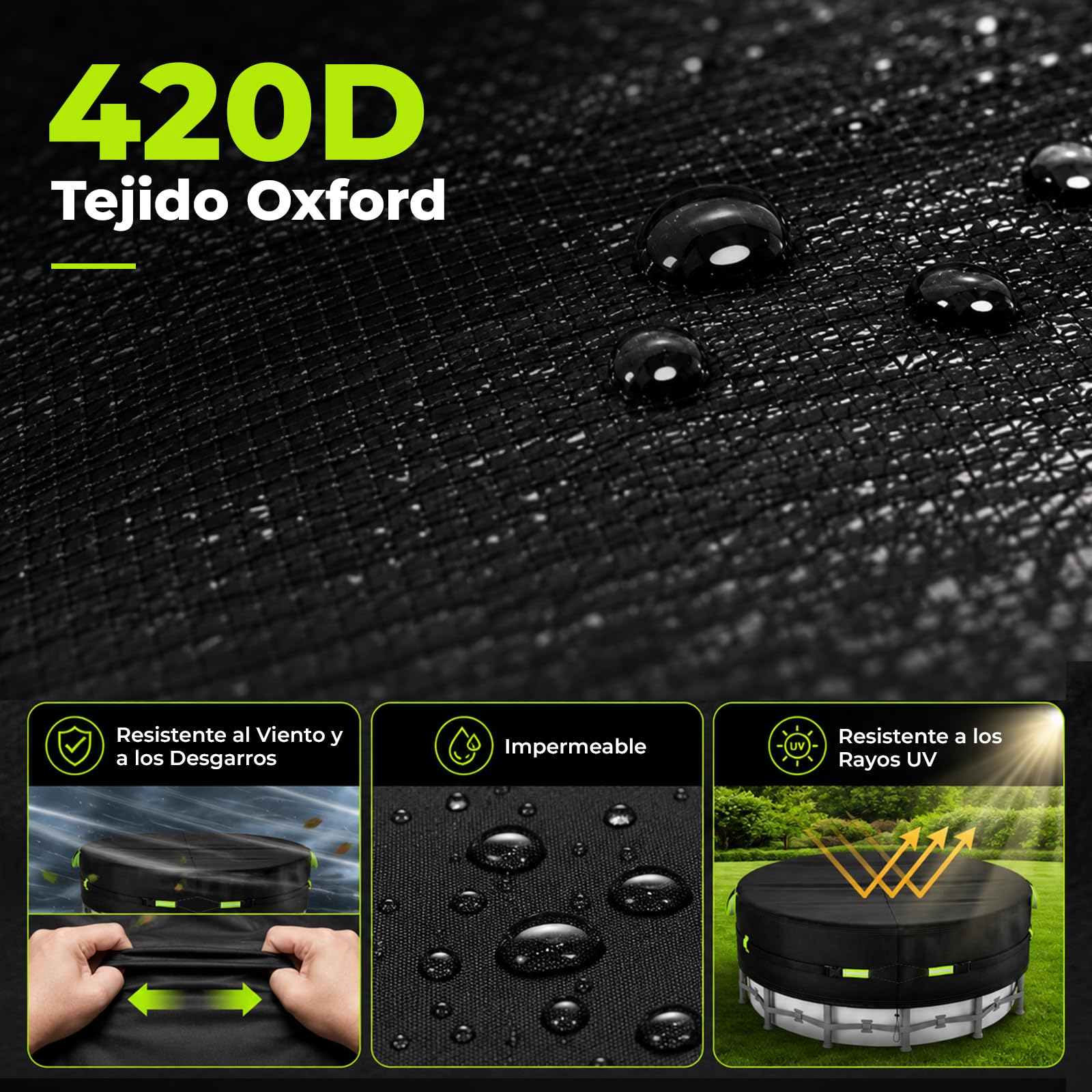 Cobertor Piscina Adecuada para Piscinas Redondas de Ø 260–305 cm