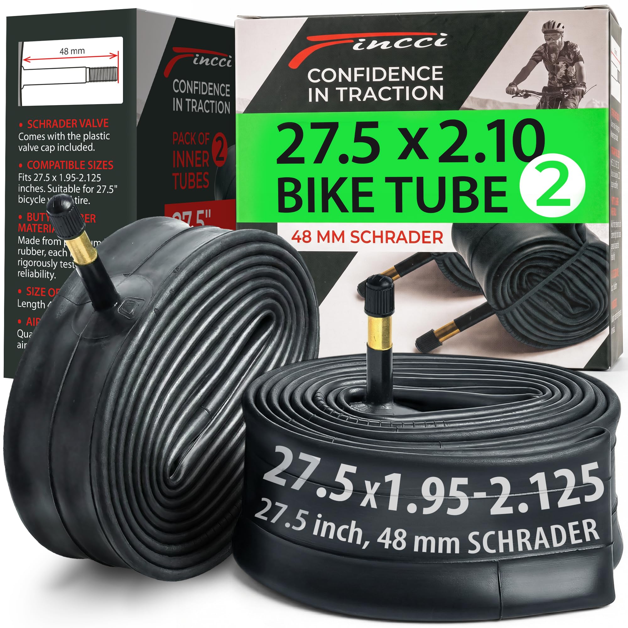 mountainbike schlauch 27 5 zoll Fincci Fahrradschlauch 27,5 48mm Schrader Autoventil MTB Set 2er Pack Größe:16oz Specifici Superior - eMOVE 6.0