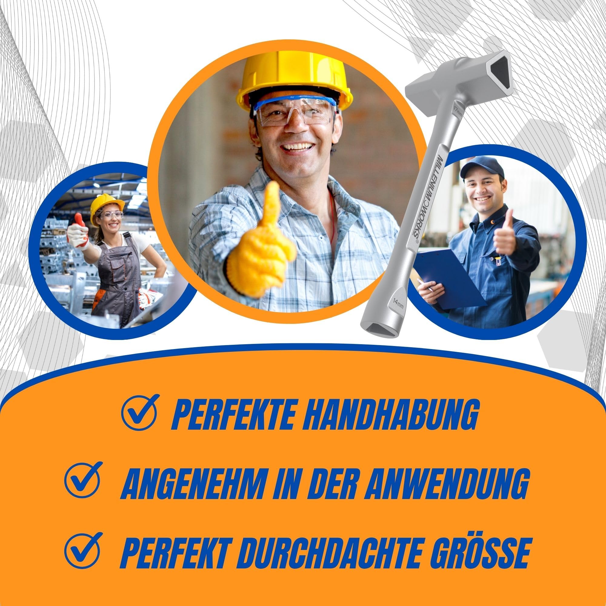 3-in-1-Dreikantschlüssel : 17mm (M10), 19mm (M12), 14mm | Universal pollerschlüssel dreikant für absperrpfosten | Pfostenschlüssel, Feuerwehrschlüssel | 3 kant schlüssel | Parkpfosten Schlüssel