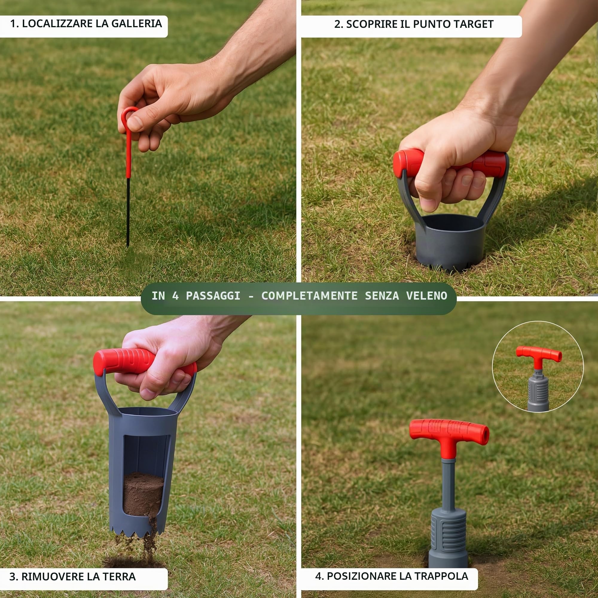 Trappola per arvicole V1, atossica e riutilizzabile, efficace trappola in plastica per arvicole, topi da cesoia in giardino, trappola per arvicole, trappola per mouse, Vole Trap (set completo