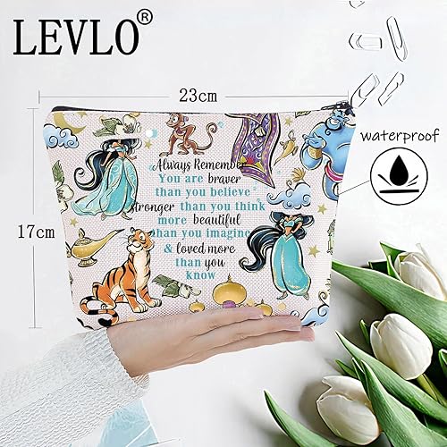 Miniatura 2 de LEVLO Bolsa de maquillaje de princesa árabe con cremallera para fanáticos del cine (Always Jasm)