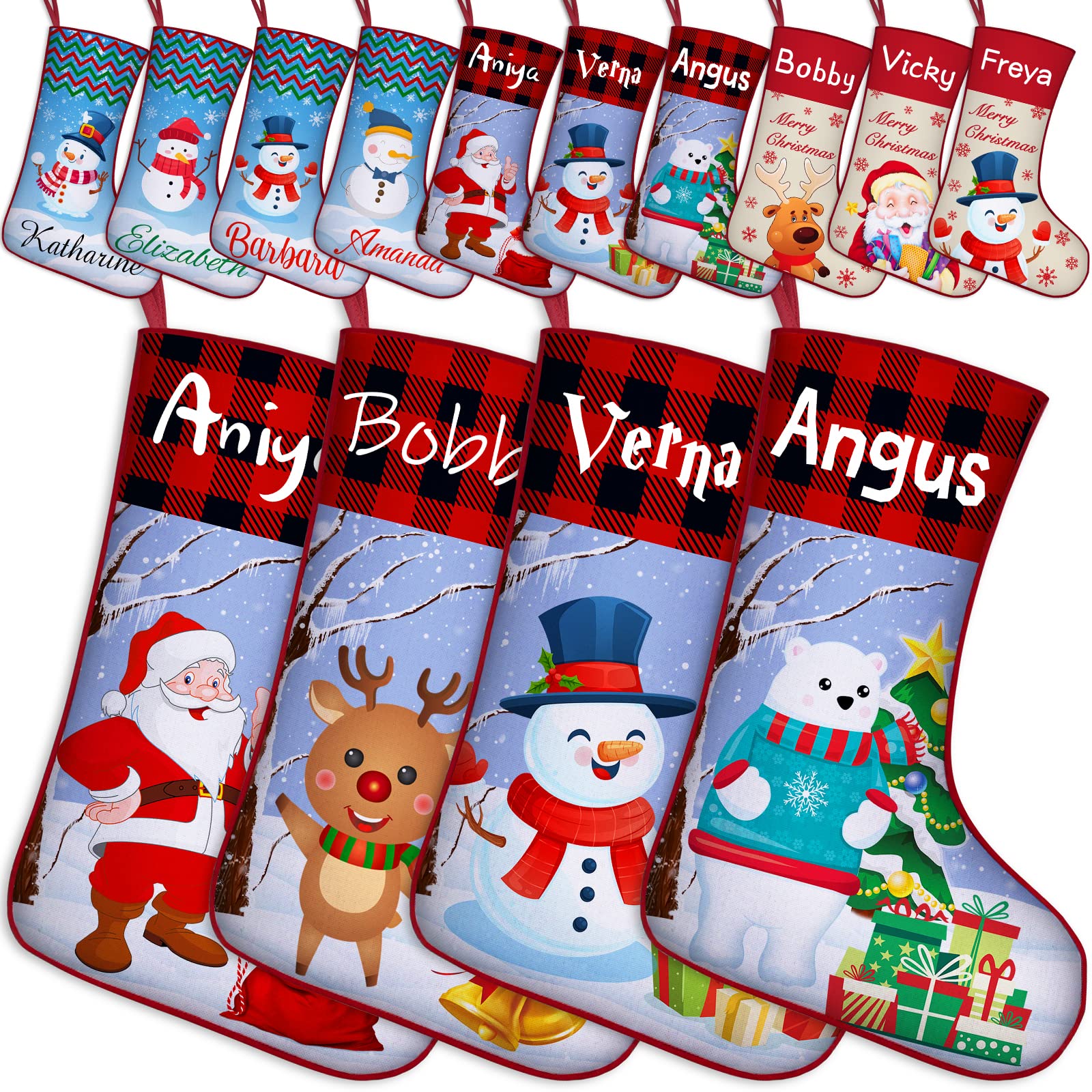 Juego de 2 medias de Navidad personalizadas, 3, 4, 5, medias de Navidad personalizadas con nombres, medias de Navidad, decoraciones personalizadas, regalos para familias de 5