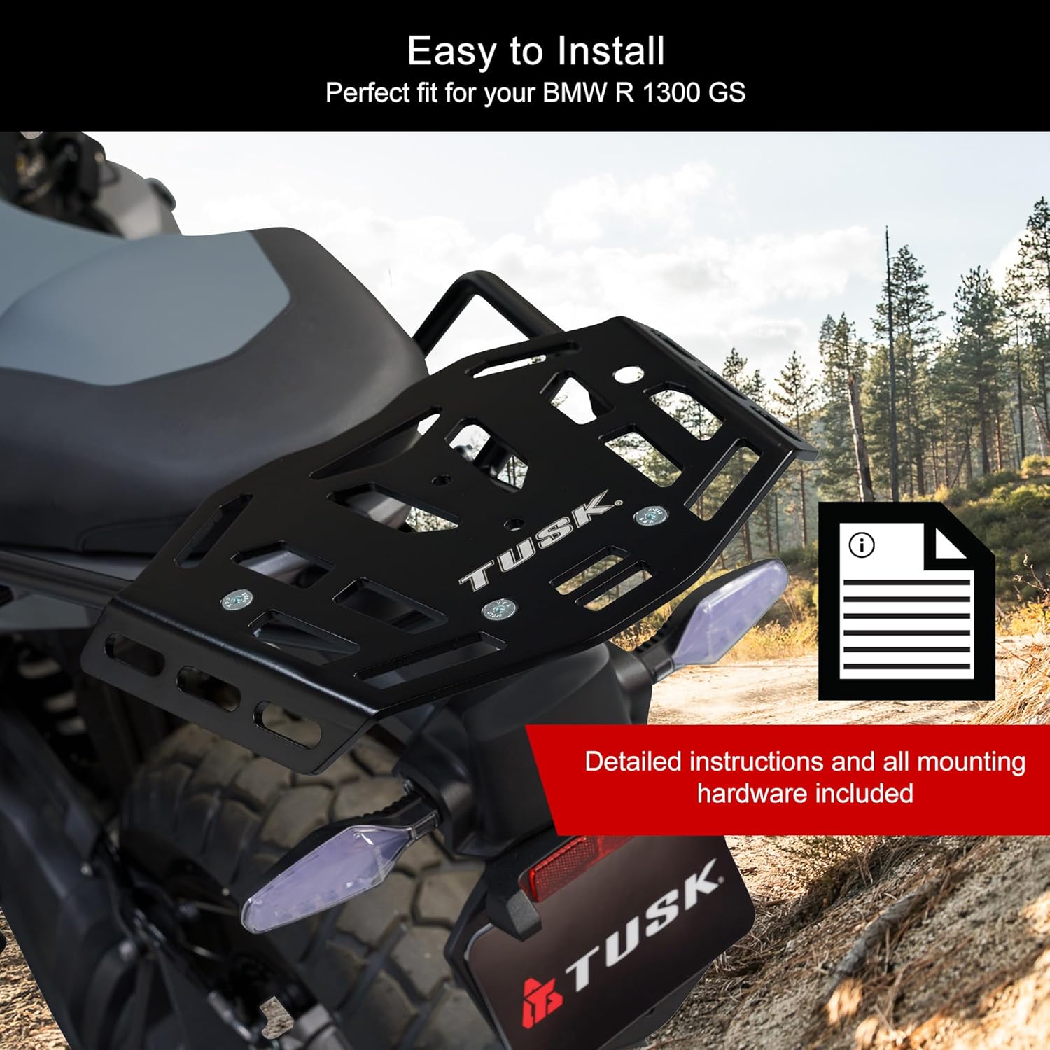 Tusk Top Rack Luggage Carrier Rear Tail Rack Compatible with 2024 BMW R1300GS